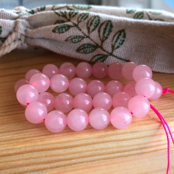 Rose Quartz Stone Waxed Bracelet - Picture 3 of 4